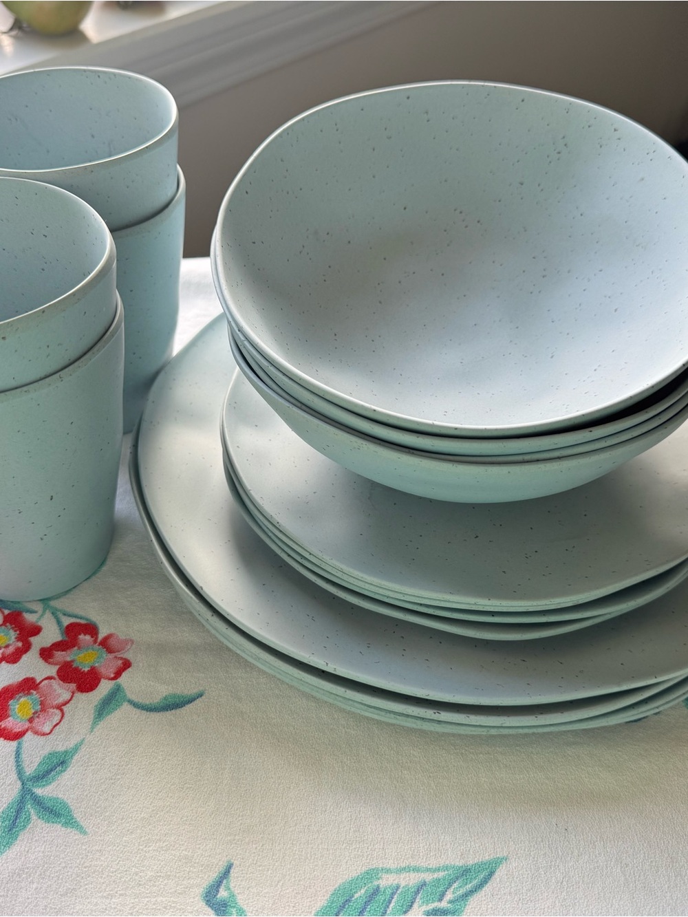 Eco-Style Blue Speckled Dinnerware Set - 12 Piece